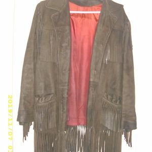 Vintage Leather Jacket with leather fringe.